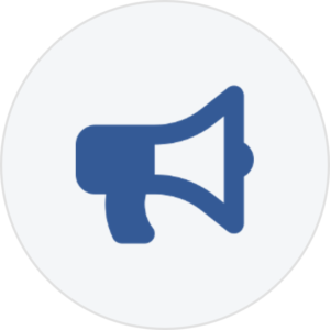 Announcements icon: blue megaphone for alerts or news